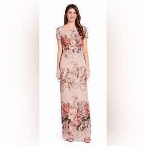 BHLDN Adrianna Papell Border Print Long Dress Size 8